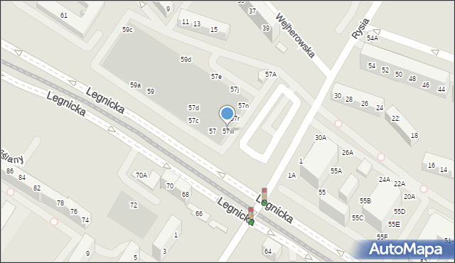 Wrocław, Legnicka, 57w, mapa Wrocławia