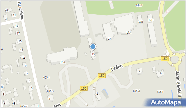 Wronki, Leśna, 15, mapa Wronki