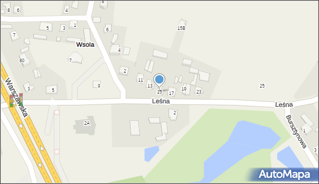 Wsola, Leśna, 15, mapa Wsola
