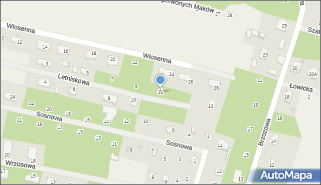 Wycinki Osowskie, Letniskowa, 11, mapa Wycinki Osowskie