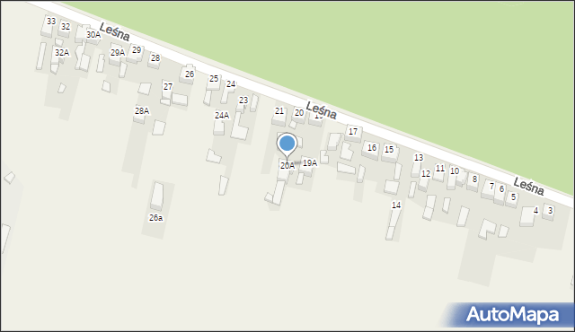 Wymysłów, Leśna, 20A, mapa Wymysłów