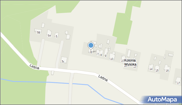 Wysoka, Leśna, 6, mapa Wysoka