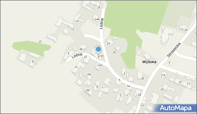 Wysoka, Leśna, 4, mapa Wysoka