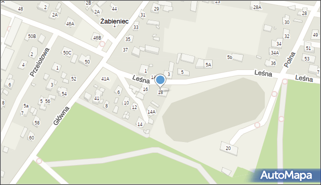 Żabieniec, Leśna, 18, mapa Żabieniec