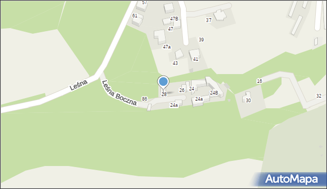 Zabierzów, Leśna Boczna, 28, mapa Zabierzów