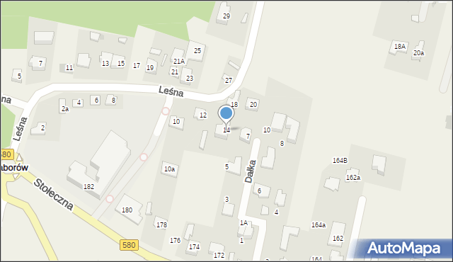Zaborów, Leśna, 14, mapa Zaborów