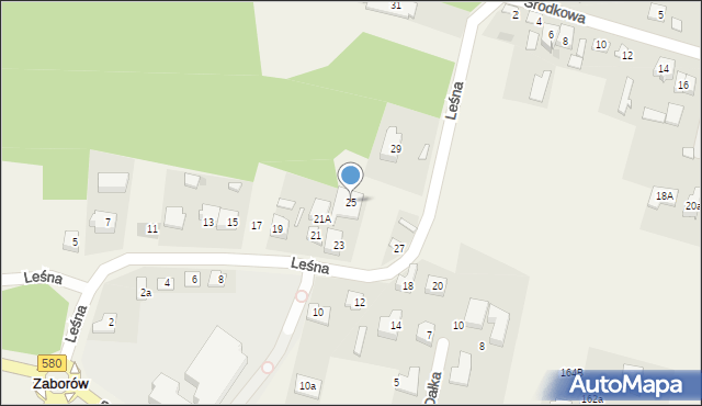 Zaborów, Leśna, 25, mapa Zaborów