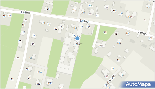Zaborów, Leśna, 86A, mapa Zaborów