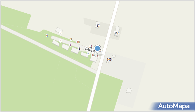 Zakęcie, Leśna, 1, mapa Zakęcie