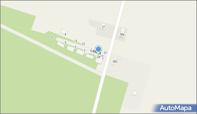 Zakęcie, Leśna, 1a, mapa Zakęcie