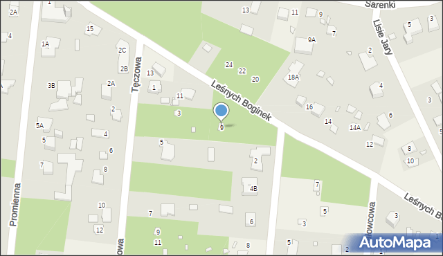 Zalesie Górne, Leśnych Boginek, 9, mapa Zalesie Górne
