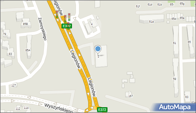 Zamość, Legionów, 2, mapa Zamościa