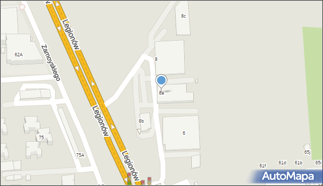 Zamość, Legionów, 8a, mapa Zamościa