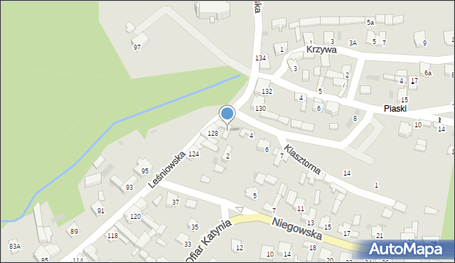 Żarki, Leśniowska, 128a, mapa Żarki