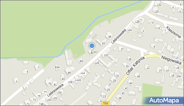 Żarki, Leśniowska, 91, mapa Żarki
