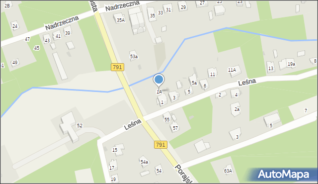 Żarki-Letnisko, Leśna, 1A, mapa Żarki-Letnisko