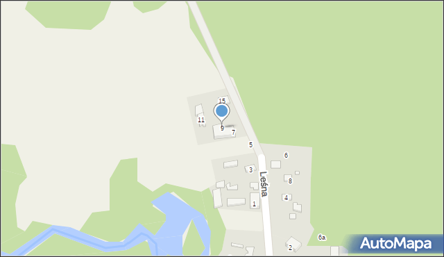 Zawodne, Leśna, 9, mapa Zawodne