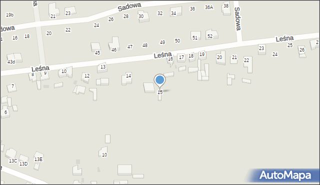 Zbąszyń, Leśna, 15, mapa Zbąszyń