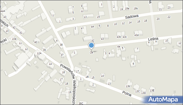 Zbąszyń, Leśna, 2a, mapa Zbąszyń