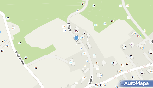 Zelków, Leśna, 9, mapa Zelków