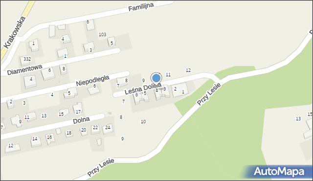 Zerwana, Leśna Dolina, 4, mapa Zerwana