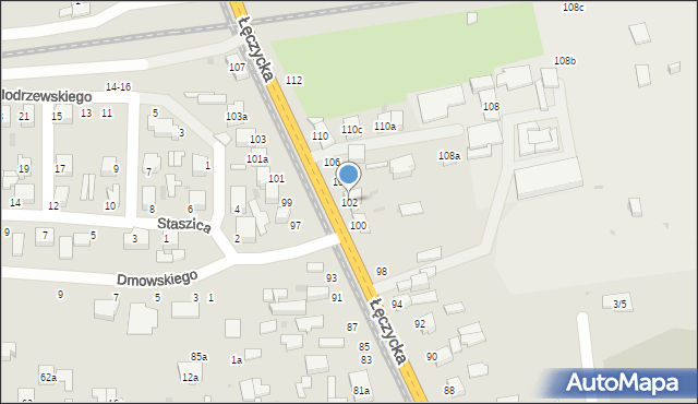 Zgierz, Łęczycka, 102, mapa Zgierz