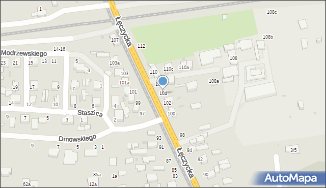 Zgierz, Łęczycka, 104, mapa Zgierz