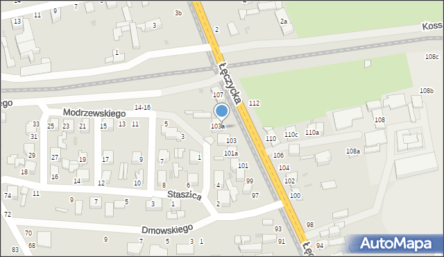 Zgierz, Łęczycka, 105a, mapa Zgierz