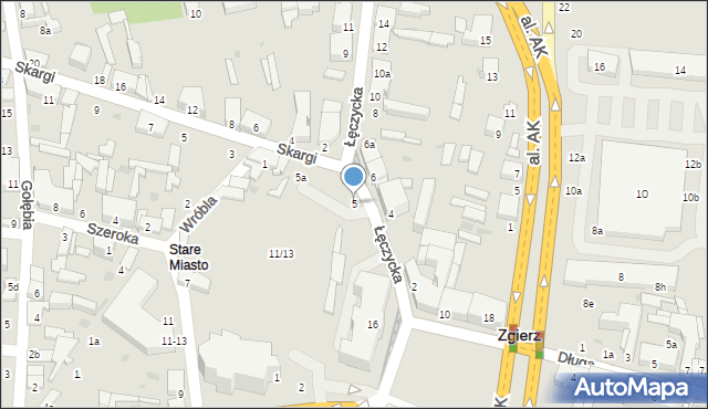 Zgierz, Łęczycka, 5, mapa Zgierz