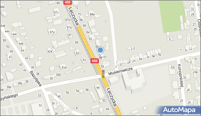 Zgierz, Łęczycka, 58, mapa Zgierz