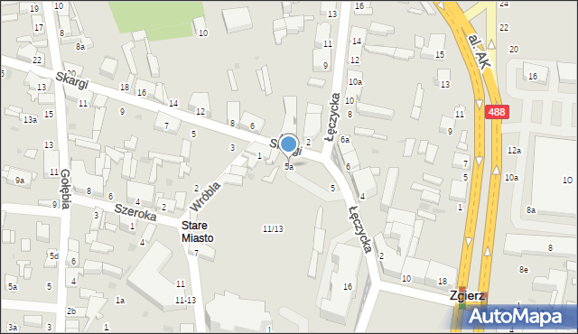 Zgierz, Łęczycka, 5a, mapa Zgierz