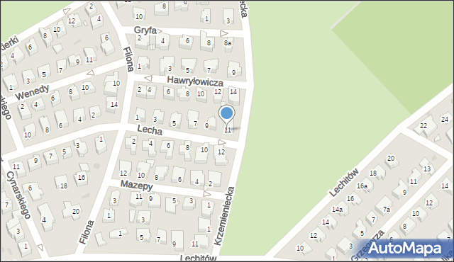 Zielona Góra, Lecha, 11, mapa Zielona Góra