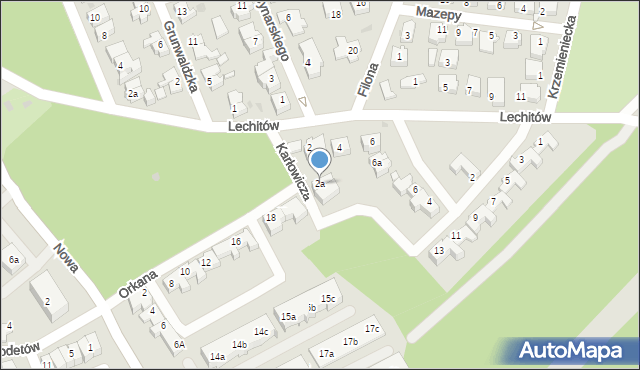 Zielona Góra, Lechitów, 2a, mapa Zielona Góra