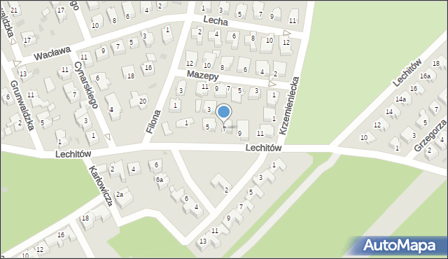 Zielona Góra, Lechitów, 7, mapa Zielona Góra