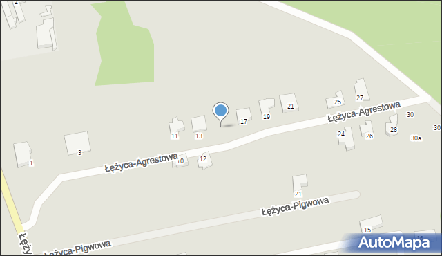 Zielona Góra, Łężyca-Agrestowa, 15, mapa Zielona Góra