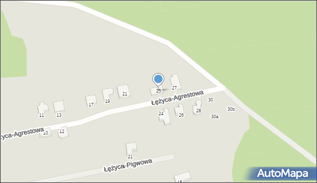 Zielona Góra, Łężyca-Agrestowa, 25, mapa Zielona Góra