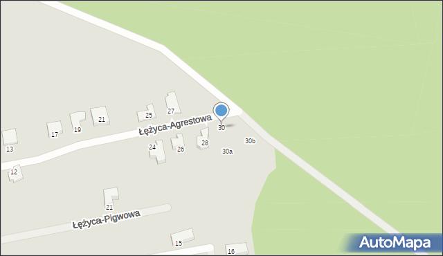 Zielona Góra, Łężyca-Agrestowa, 30, mapa Zielona Góra