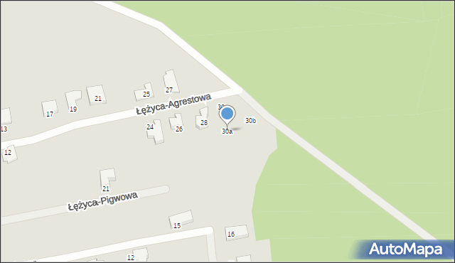Zielona Góra, Łężyca-Agrestowa, 30a, mapa Zielona Góra