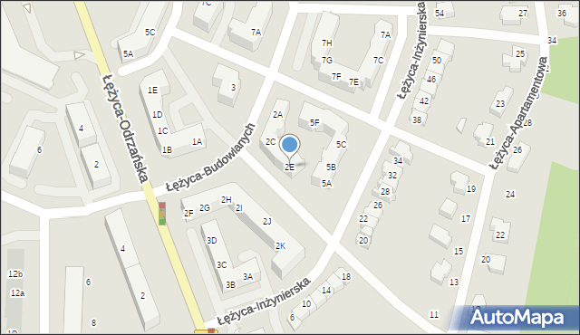 Zielona Góra, Łężyca-Budowlanych, 2E, mapa Zielona Góra