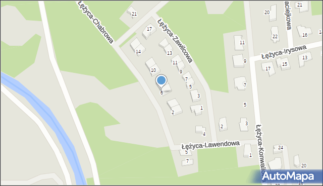 Zielona Góra, Łężyca-Chabrowa, 6, mapa Zielona Góra