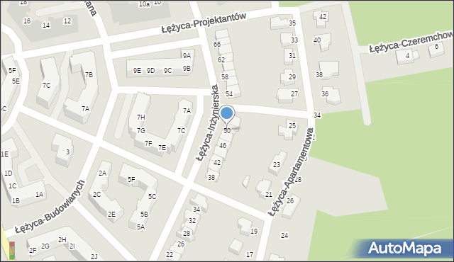 Zielona Góra, Łężyca-Inżynierska, 50, mapa Zielona Góra