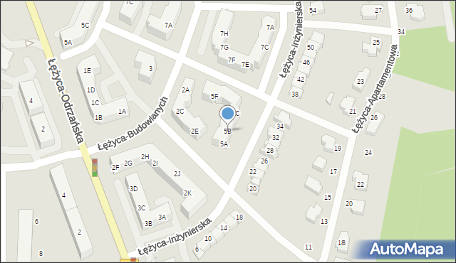 Zielona Góra, Łężyca-Inżynierska, 5B, mapa Zielona Góra