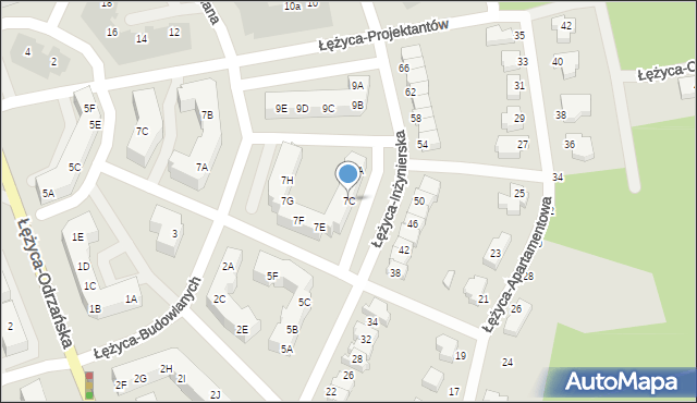 Zielona Góra, Łężyca-Inżynierska, 7C, mapa Zielona Góra