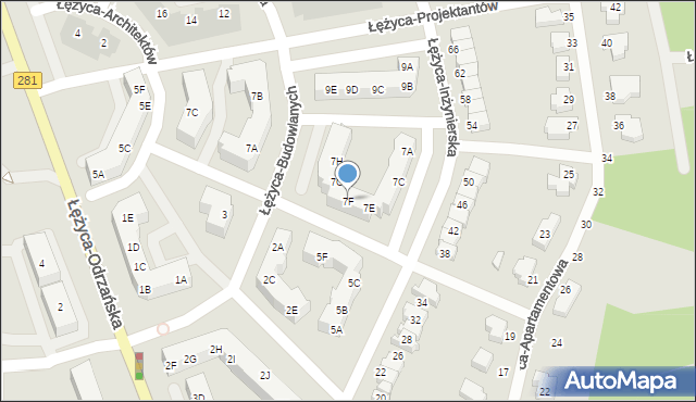 Zielona Góra, Łężyca-Inżynierska, 7F, mapa Zielona Góra