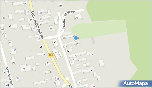Zielona Góra, Łężyca-Kościelna, 16A, mapa Zielona Góra