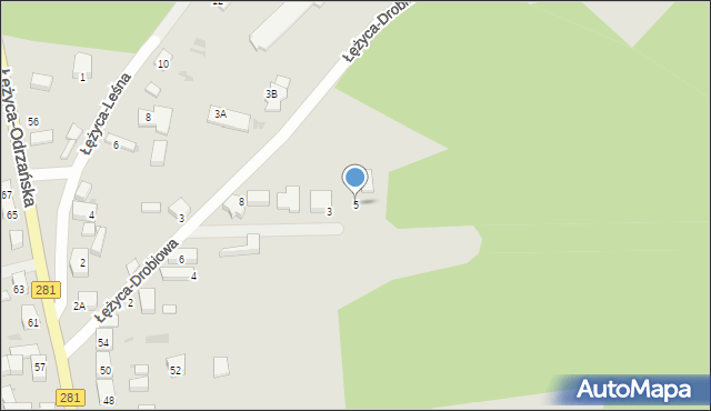 Zielona Góra, Łężyca-Piaskowa, 5, mapa Zielona Góra