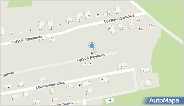Zielona Góra, Łężyca-Pigwowa, 21, mapa Zielona Góra