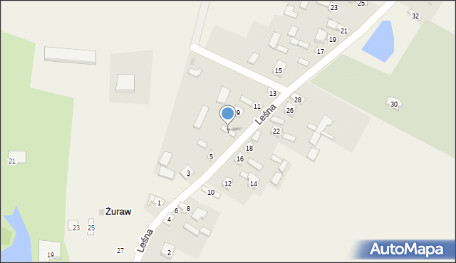Żuraw, Leśna, 7, mapa Żuraw