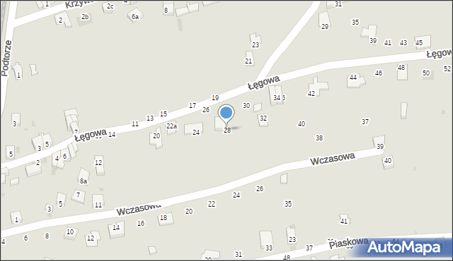 Żywiec, Łęgowa, 28, mapa Żywiec