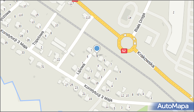 Andrychów, Lipowa, 8, mapa Andrychów